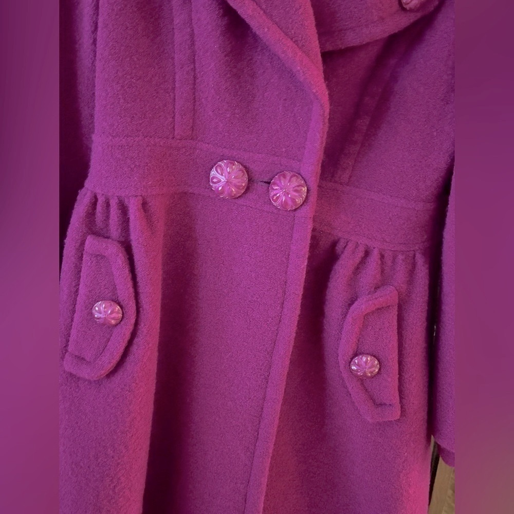 Yinge Ni Fushia Women’s Coat. Sz-10 Barbiecore Purple/Pink. Gorgeous Buttons EUC - Picture 3 of 16